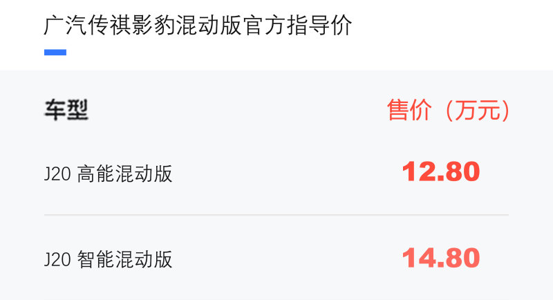 广汽传祺影豹混动版正式上市 售12.80万元起