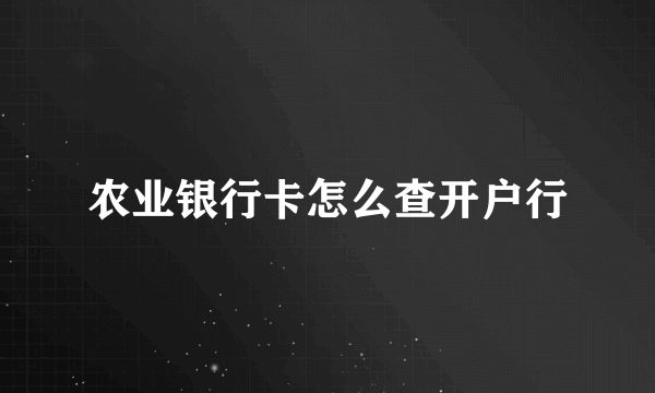 农业银行卡怎么查开户行