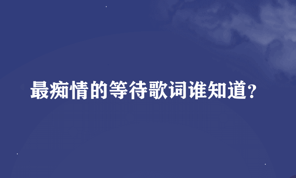 最痴情的等待歌词谁知道？