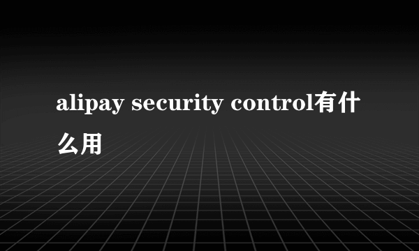 alipay security control有什么用