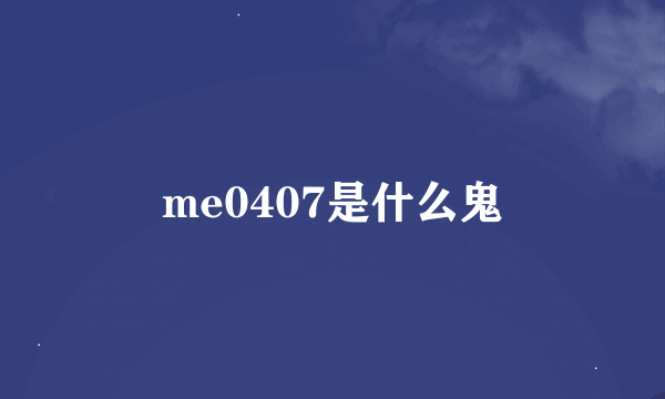 me0407是什么鬼