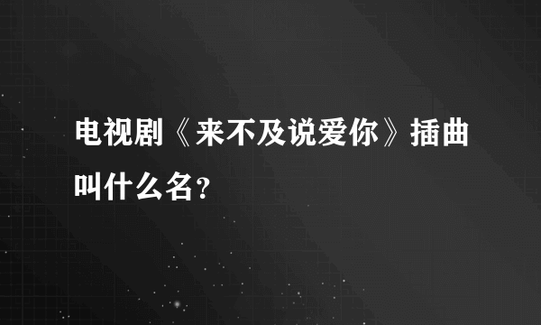 电视剧《来不及说爱你》插曲叫什么名？