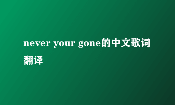 never your gone的中文歌词翻译