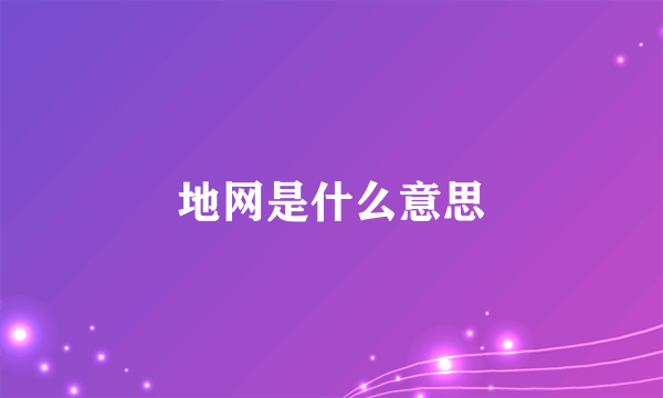 地网是什么意思