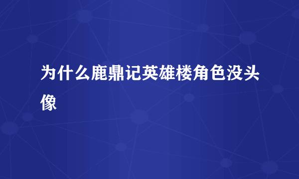 为什么鹿鼎记英雄楼角色没头像