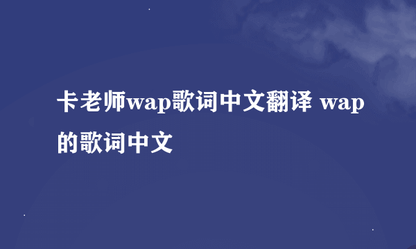 卡老师wap歌词中文翻译 wap的歌词中文