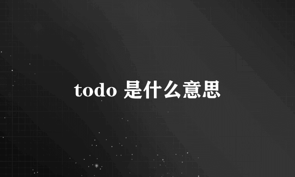 todo 是什么意思