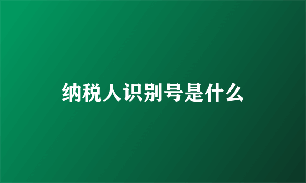 纳税人识别号是什么