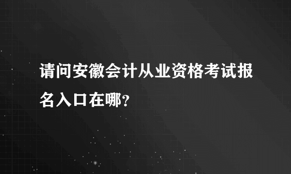 请问安徽会计从业资格考试报名入口在哪？