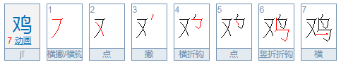 鸡的笔顺笔画