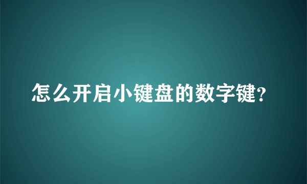 怎么开启小键盘的数字键？