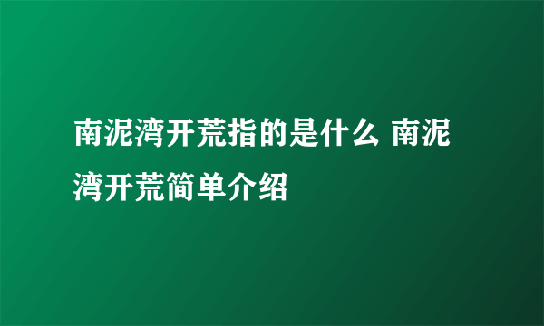 南泥湾开荒指的是什么 南泥湾开荒简单介绍