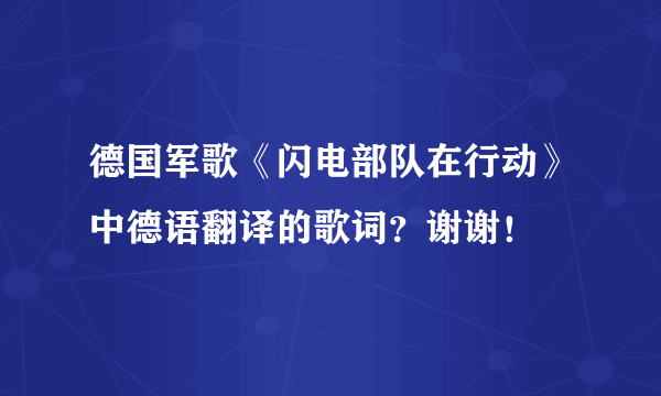 德国军歌《闪电部队在行动》中德语翻译的歌词？谢谢！