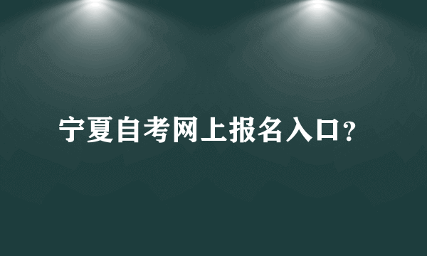 宁夏自考网上报名入口？