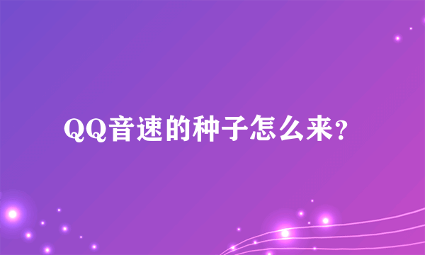 QQ音速的种子怎么来？