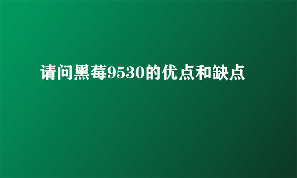 请问黑莓9530的优点和缺点