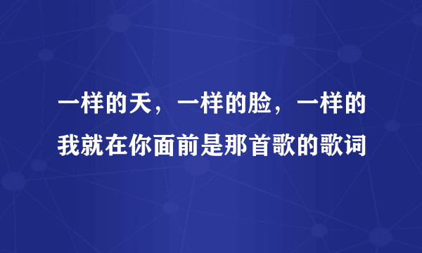 一样的天，一样的脸，一样的我就在你面前是那首歌的歌词