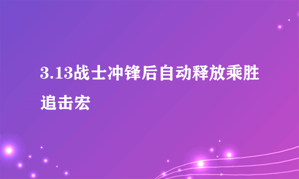 3.13战士冲锋后自动释放乘胜追击宏