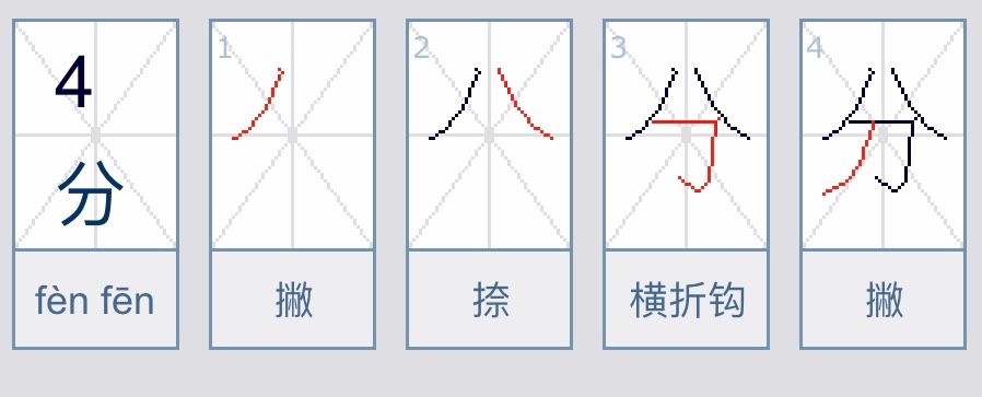 分的笔顺怎么写？