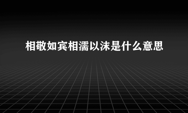 相敬如宾相濡以沫是什么意思