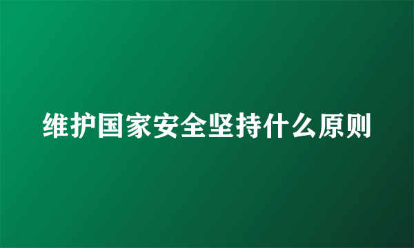 维护国家安全坚持什么原则