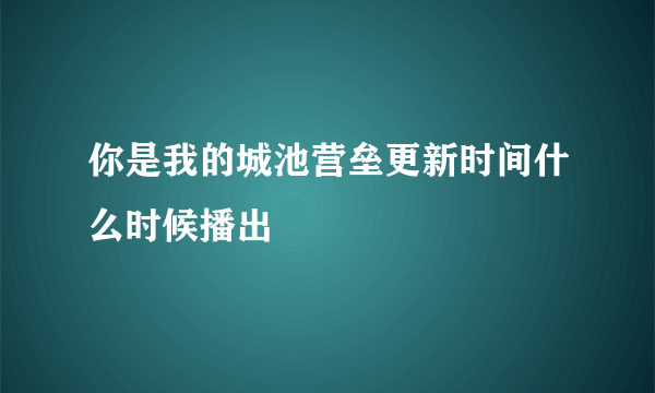 你是我的城池营垒更新时间什么时候播出