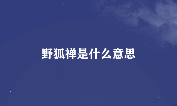 野狐禅是什么意思