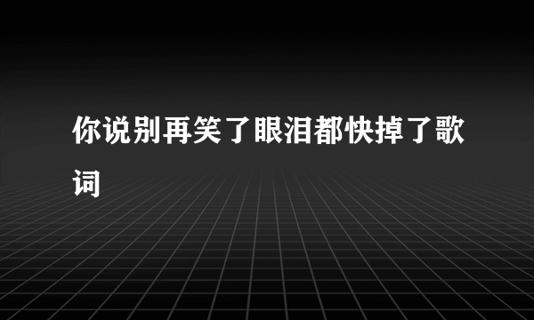 你说别再笑了眼泪都快掉了歌词