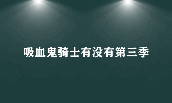 吸血鬼骑士有没有第三季