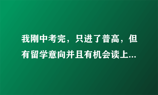 我刚中考完，只进了普高，但有留学意向并且有机会读上海市格致中学的国际部，想问这个国际部好不好?