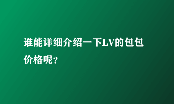 谁能详细介绍一下LV的包包价格呢？