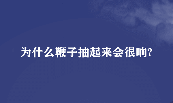 为什么鞭子抽起来会很响?