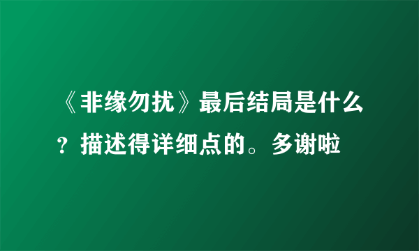 《非缘勿扰》最后结局是什么？描述得详细点的。多谢啦