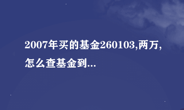 2007年买的基金260103,两万,怎么查基金到现在为止是赚还是亏