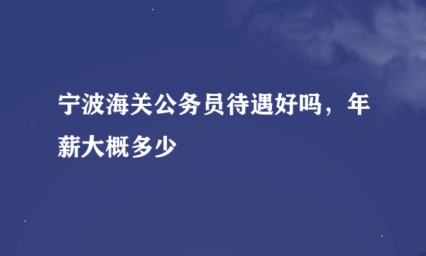 宁波海关公务员待遇好吗，年薪大概多少