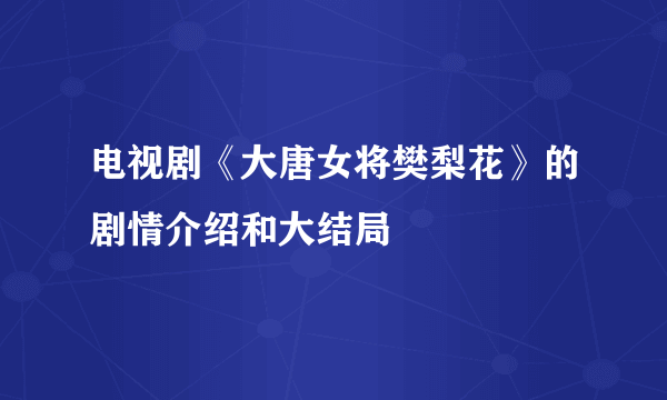 电视剧《大唐女将樊梨花》的剧情介绍和大结局