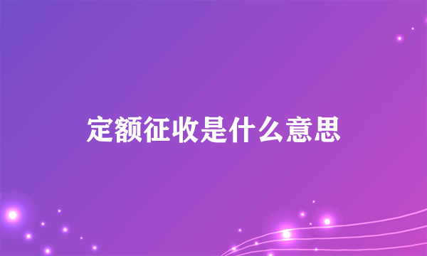 定额征收是什么意思