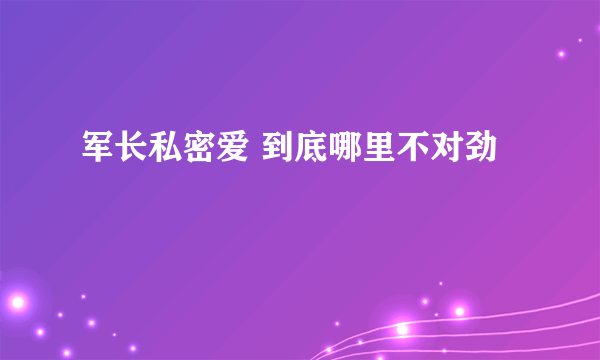 军长私密爱 到底哪里不对劲