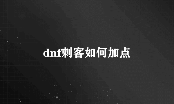 dnf刺客如何加点