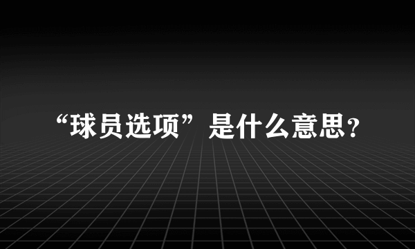 “球员选项”是什么意思？