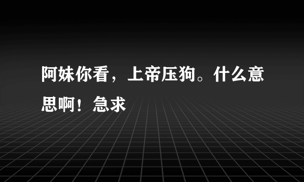 阿妹你看，上帝压狗。什么意思啊！急求