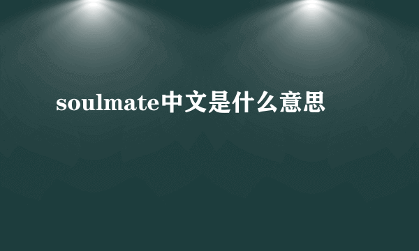 soulmate中文是什么意思