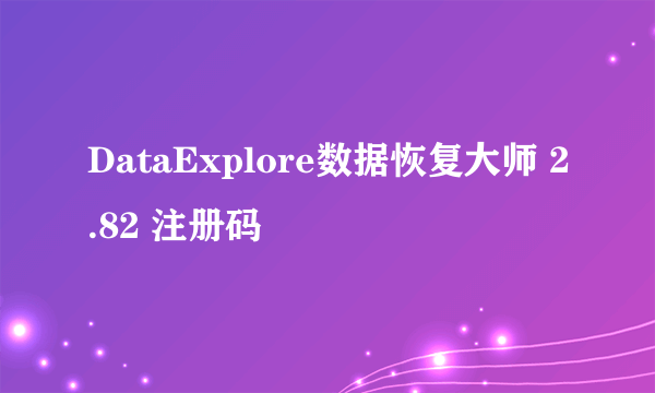 DataExplore数据恢复大师 2.82 注册码