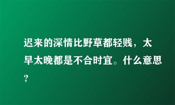 迟来的深情比野草都轻贱，太早太晚都是不合时宜。什么意思？