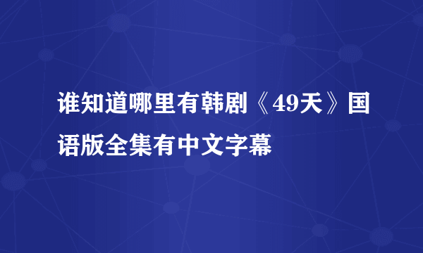 谁知道哪里有韩剧《49天》国语版全集有中文字幕