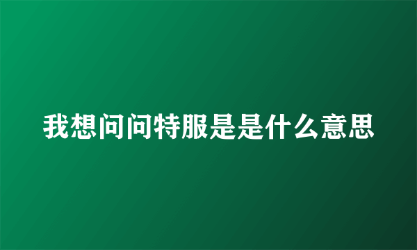 我想问问特服是是什么意思