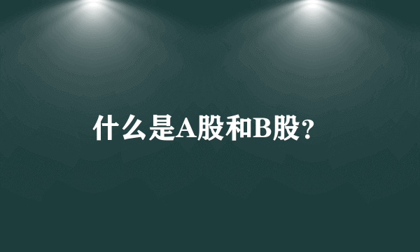 什么是A股和B股？