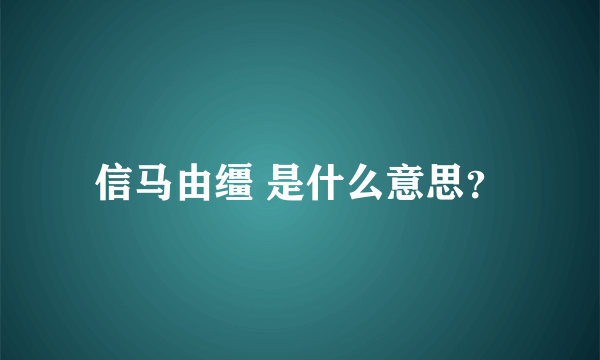 信马由缰 是什么意思？