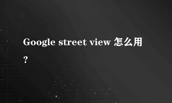 Google street view 怎么用？