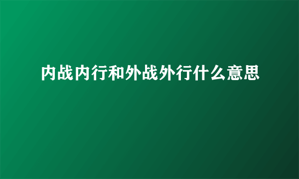 内战内行和外战外行什么意思